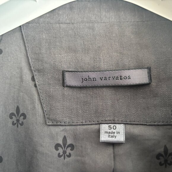 John Varvatos Grey/Brown Peak Lapel Single Button Linen Sport Coat/ Blazer - 40 - Picture 7 of 13